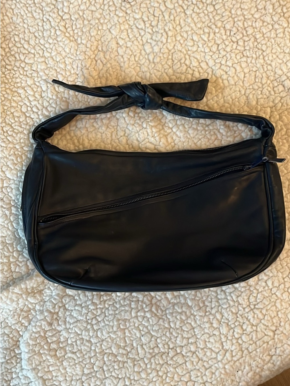 Classic Deep Navy Knot-Handle Hobo Bag